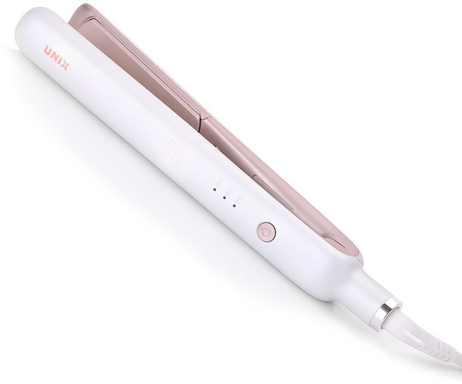 유닉스 세라믹 C컬 웨이브 볼륨 스타일러 판 고데기, 화이트 + 핑크, UCI-A4120
