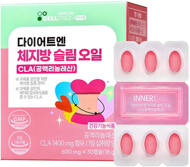 셀트리온 이너랩 다이어트엔 체지방 슬림 오일 CLA, 30정, 1개