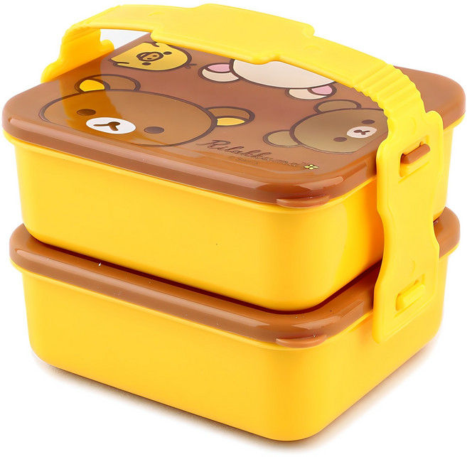 리락쿠마 큐티 2단 도시락, 브라운, 1개