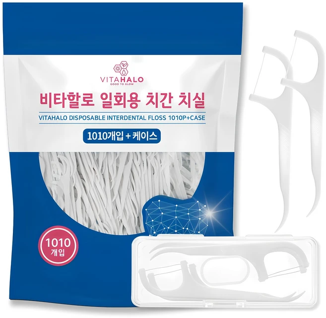 비타할로 일회용 치실 + 케이스, 1개, 1010개입, 74mm - 쿠팡