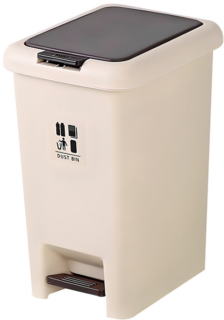 투 웨이 빈 페달 휴지통 10L, 베이지
