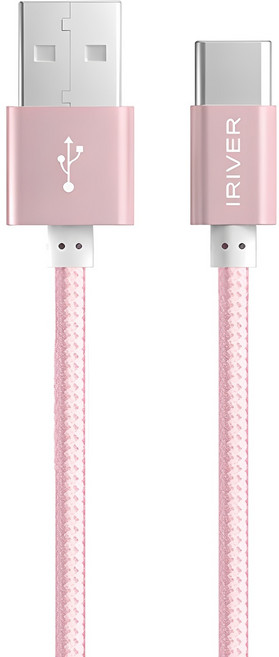 아이리버 메탈 데이터 고속 충전 케이블 2M C타입 IHC-M20C, 핑크, 1개