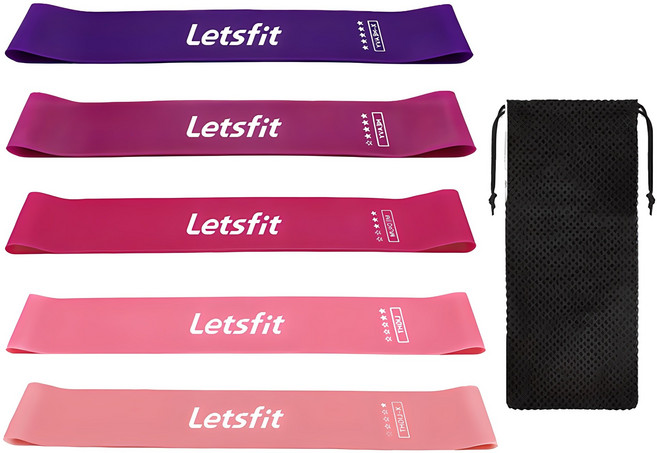 렛츠핏 라텍스 루프밴드 5종 세트, 레드, 1세트