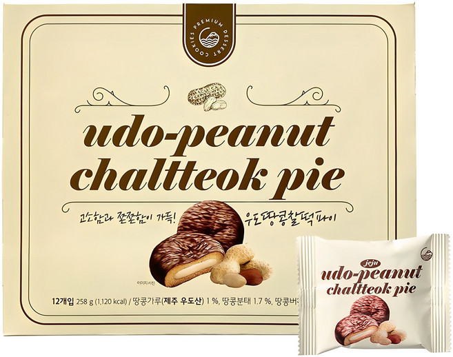 청우식품 우도땅콩 찰떡파이, 258g, 1개