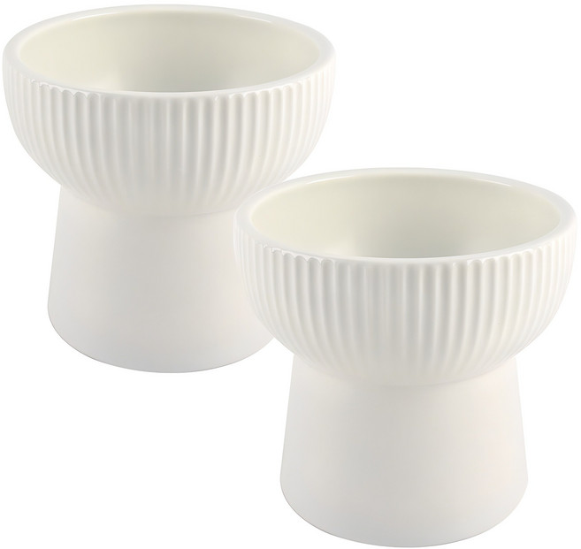 도그아이 반려동물 파스텔 도자기 밥그릇, 화이트, 2개