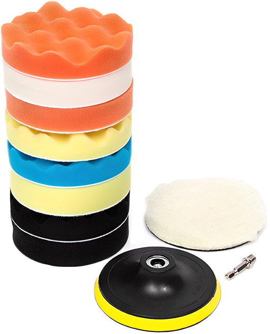 지오비즈 전동드릴용 광택 스펀지 패드 125mm 11종 세트, 혼합색상, 1세트