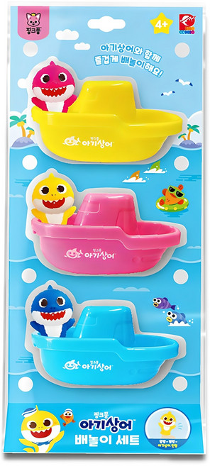 피노키오 핑크퐁 아동용 아기상어 배놀이 목욕놀이완구 세트, 혼합색상, 1세트