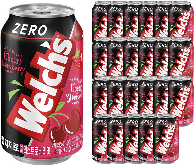 웰치스 제로 체리스트로베리맛, 355ml, 24개