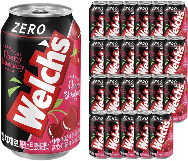 웰치스 제로 체리스트로베리맛, 355ml, 24개 - 쿠팡