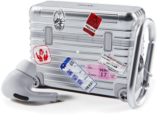 미아크 에어팟 캐리어 케이스 + 스티커 3종 세트, 에어팟프로1/2세대, 실버, 1개