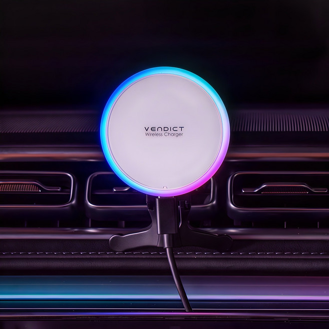 벤딕트 맥세이프 차량용 15W 고속 충전 거치대 루나서클, 화이트, VDT-M2W