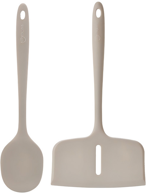 실리만 국내생산 실리콘 하모니 조리도구 2종 세트 코코아그레이 와이드뒤집개1P 요리스푼1P, 와이드뒤집개 + 요리스푼, 1세트
