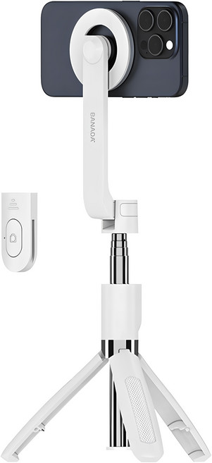 바나다 맥세이프 블루투스 셀카봉, BND-B2MSST-B04, 화이트, 1개