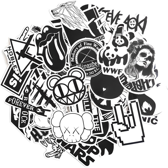 캐리어스티커 노트북 스트릿 블랙앤화이트3 스티커 60종 세트, 혼합색상, 1세트