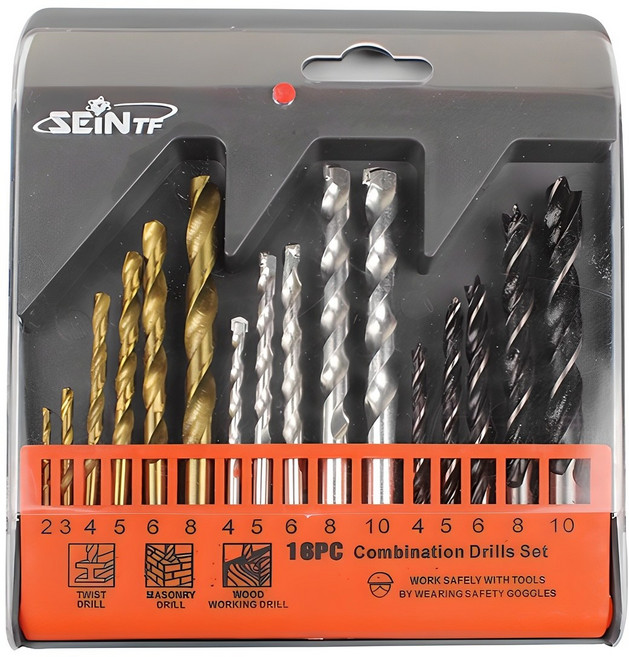 세인티에프 철공 콘크리트 목공 3종세트, 케이스 + 드릴 16p, 1세트