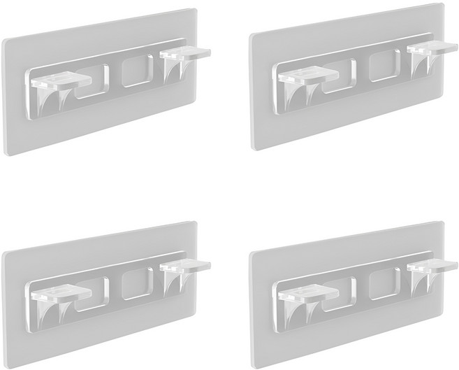 구디푸디 무타공 선반 받침대 부착식 후크, 투명, 4개