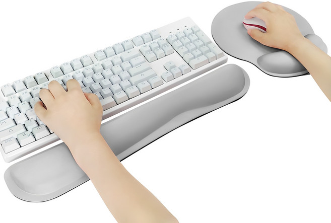 ikoikwan 메모리폼 키보드 손목받침대+ 마우스패드, 그레이, 1세트