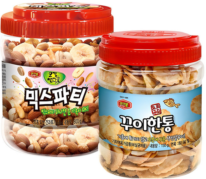 머거본 꾸이한통 어포스낵 150g + 믹스파티 믹스넛 800g 대용량 2종 세트, 1세트