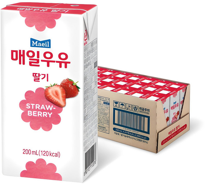 매일우유 멸균 딸기, 200ml, 24개