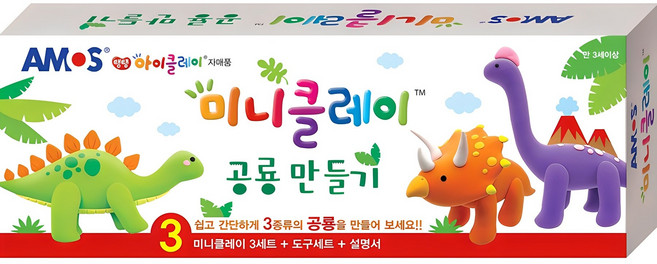 아모스 미니클레이 공룡만들기 세트, 혼합색상, 7.5g, 1개