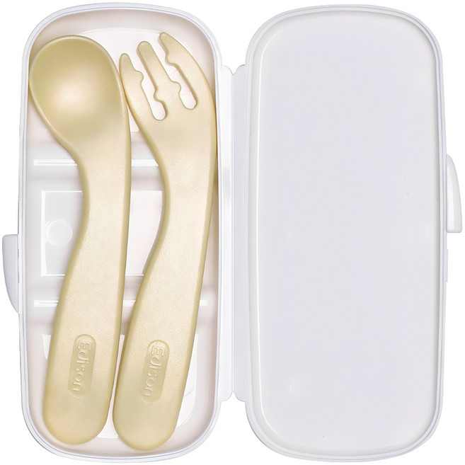 에디슨 국산 스스로 스푼 포크 케이스 세트, 옐로우, 스푼+포크+케이스, 1세트