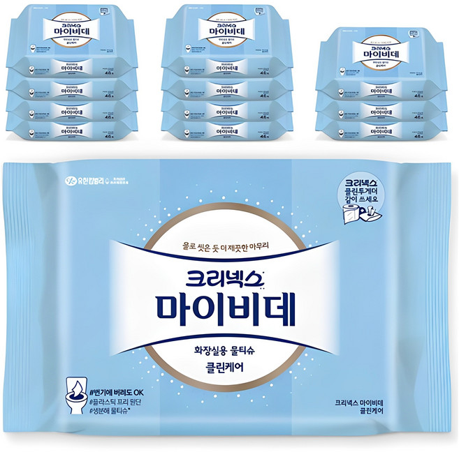 마이비데 클린케어 화장실용 비데티슈 휴대형, 55g, 46매, 12개