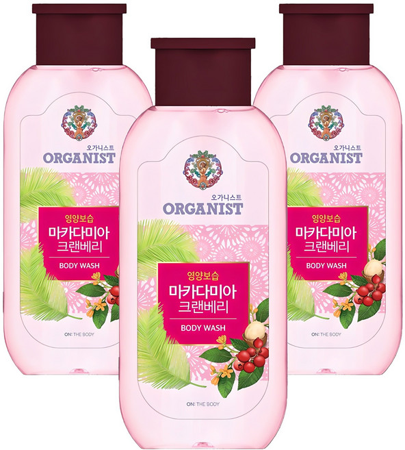 오가니스트 마카다미아 크렌베리 바디워시, 200g, 3개