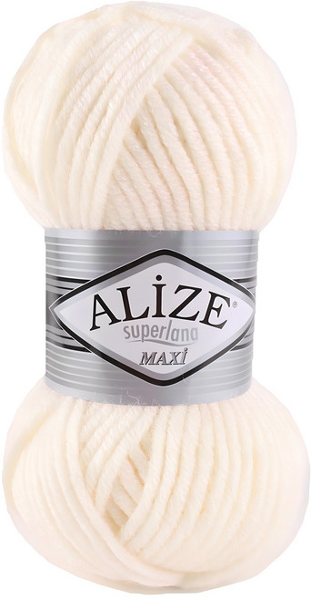 alize 슈퍼라나 맥시 뜨개실, 062라이트크림, 1개