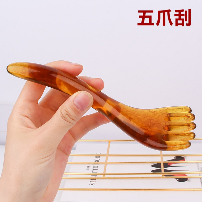 樹脂刮痧板套裝組 臉部美容按摩器 紓壓, 木紋, 1個