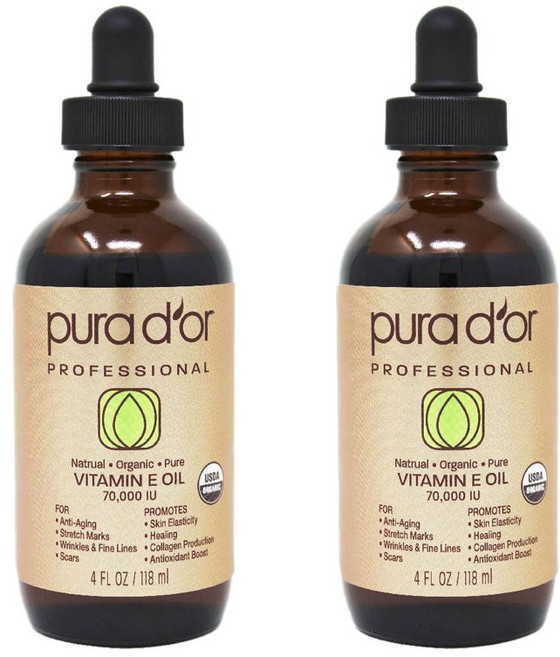 pura d'or 維生素E精油 70000IU, 2瓶, 118ml