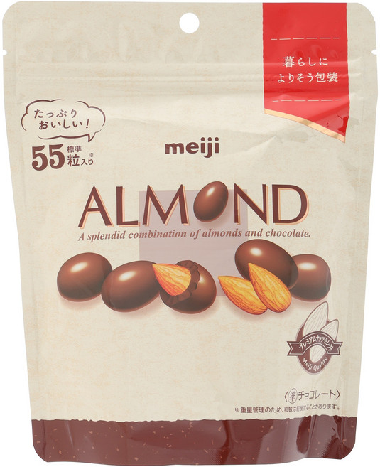 meiji 明治 杏仁巧克力 55顆入, 231g, 1個