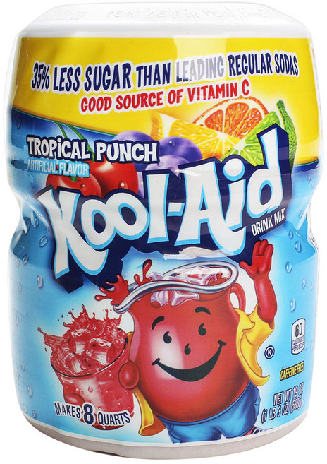 Kool-Aid 無咖啡因飲料沖泡粉 熱帶水果味, 538g, 1罐