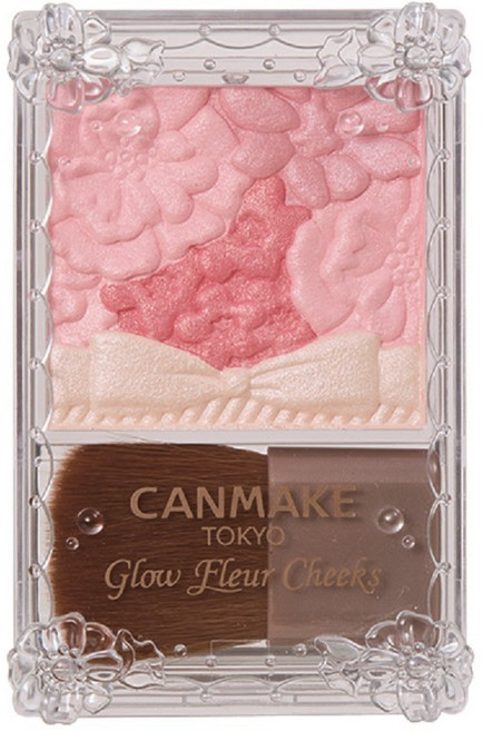 CANMAKE 花漾戀愛修容腮紅 6.3g - 打造自然紅潤好氣色 持久顯色 附贈刷具, 17草莓牛奶, 1個