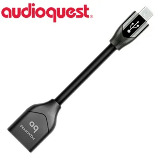 AudioQuest 美國 DragonTail Android OTG 轉接頭 高音質轉接線, 黑色, 1個, 15 公分