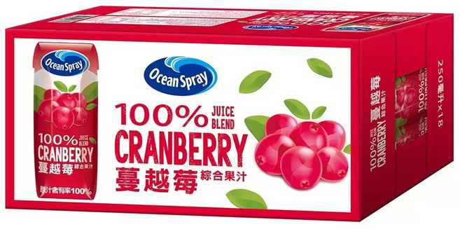 Ocean Spray 優鮮沛 蔓越莓綜合果汁, 18個, 250ml