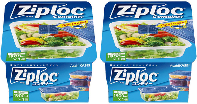 Ziploc 密保諾 冷藏收納保鮮盒 長方形 1900ml, 2個