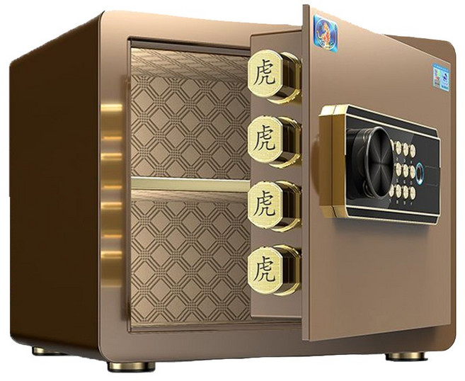 中國虎牌 全鋼保險櫃，指紋密碼鑰匙解鎖智能防盜, 睿智黑