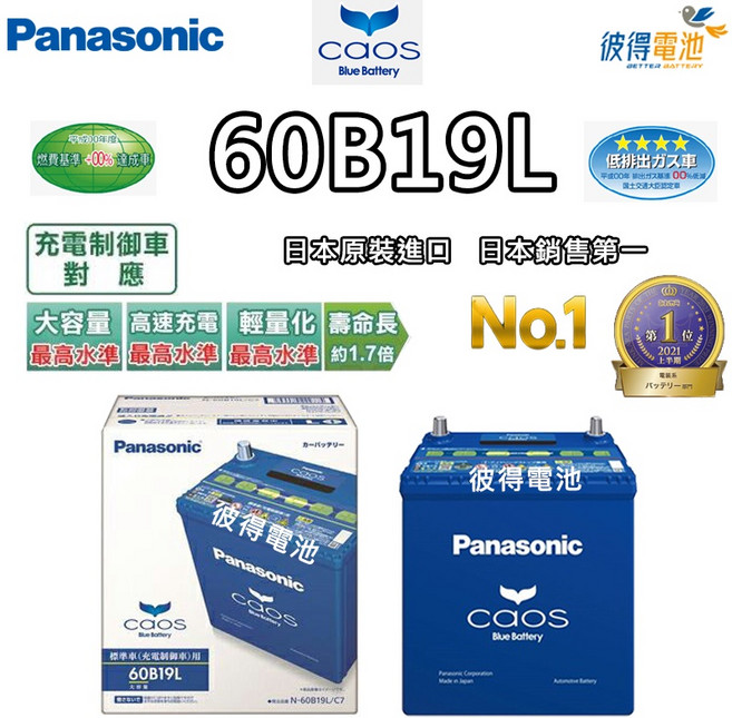 日本國際牌Panasonic CAOS 60B19L 銀合金充電制御電瓶 日本製造 HONDA FIT適用