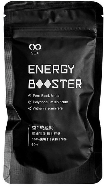 GSEX 益G威猛錠 葡萄糖口味 600%黑瑪卡 黃精 醉茄 滋補強身, 1個, 60顆