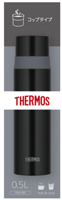 THERMOS 膳魔師 不鏽鋼杯蓋保溫瓶 FFM-502, 1個, 石黑色