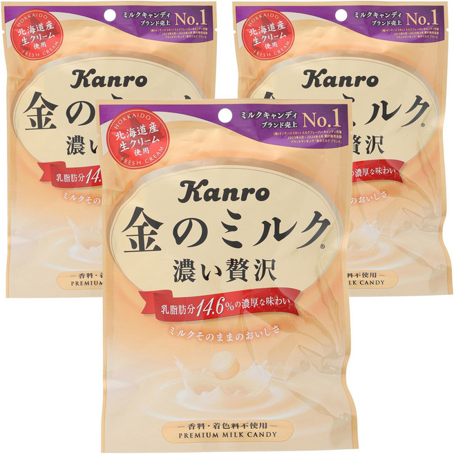 Kanro 甘樂 北海道黃金特濃牛奶糖, 3袋, 80g