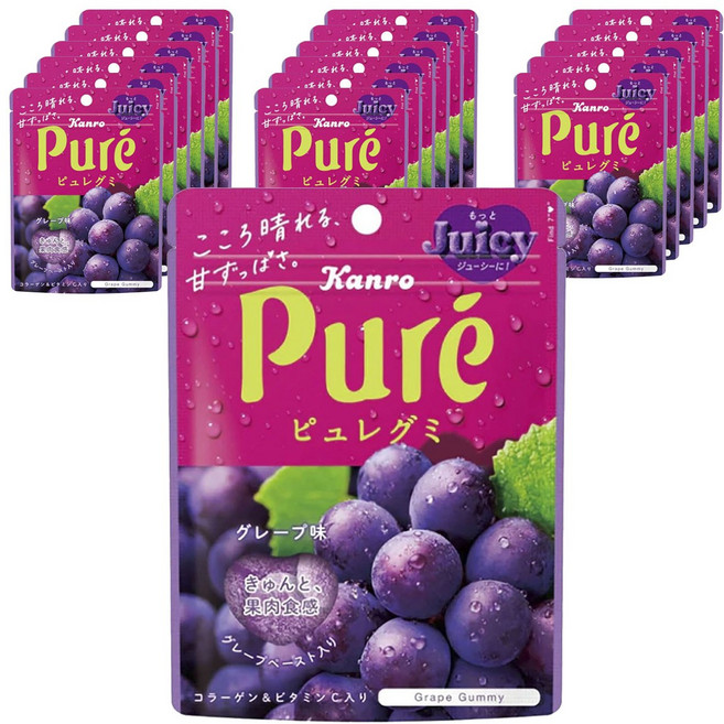 Kanro 甘樂 Pure 果泥軟糖 葡萄口味, 18個, 56g