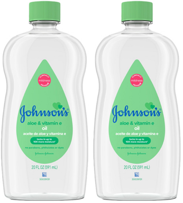 Johnson's 嬌生 孩童蘆薈&維他命E潤膚油, 2瓶, 591ml