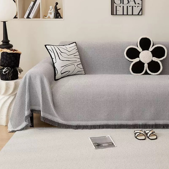 奶油色系編織沙發布