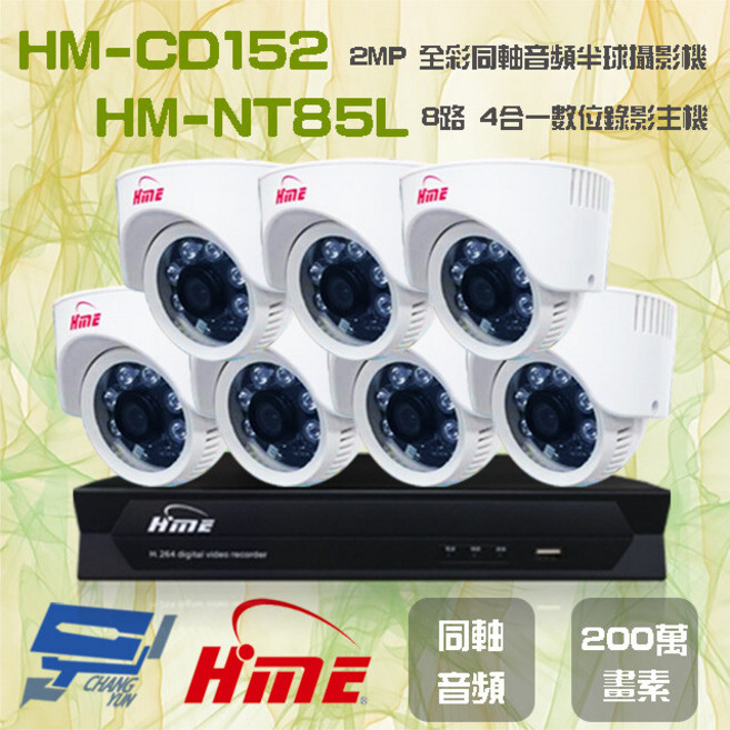 昌運 環名組合 8路錄影主機 HM-CD152 2MP 全彩半球攝影機, HM - NTX85L