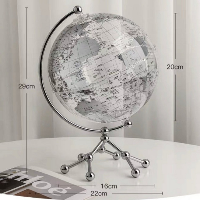 生活市集 地球儀小夜燈 夜光地球儀 世界地圖 書房擺設 交換禮物, 銀色地球儀｜贈燈串, 銀色