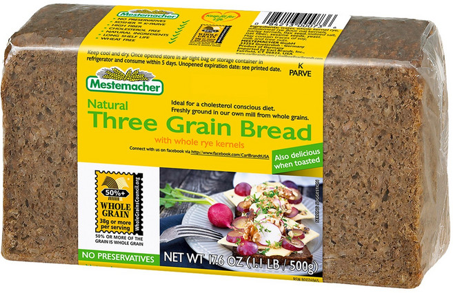 Mestemacher 麥大師 3種穀物黑麥麵包, 1包, 500g