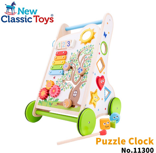荷蘭 New Classic Toys 木製形狀認知寶寶學步手推車11300 #木製玩具 #學步車 #圖形認知, 詳見包裝