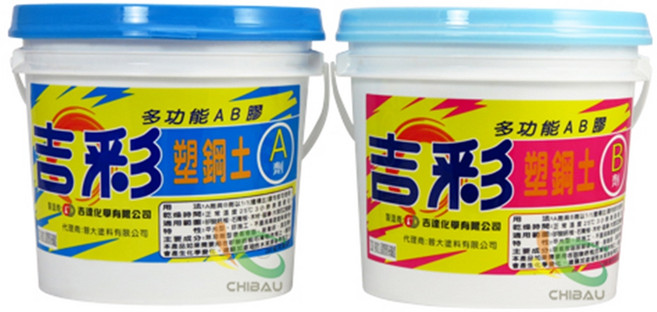 漆寶 吉彩 AB膠 - 多功能塑鋼土 適用於金屬、塑料、木材等材質修繕, 淺藍色, 3kg, 1套