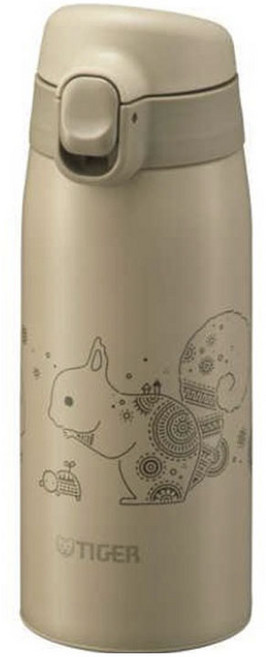 TIGER 虎牌 龜一堂聯名彈蓋型不鏽鋼保溫瓶, 松鼠款, 350ml, 1個